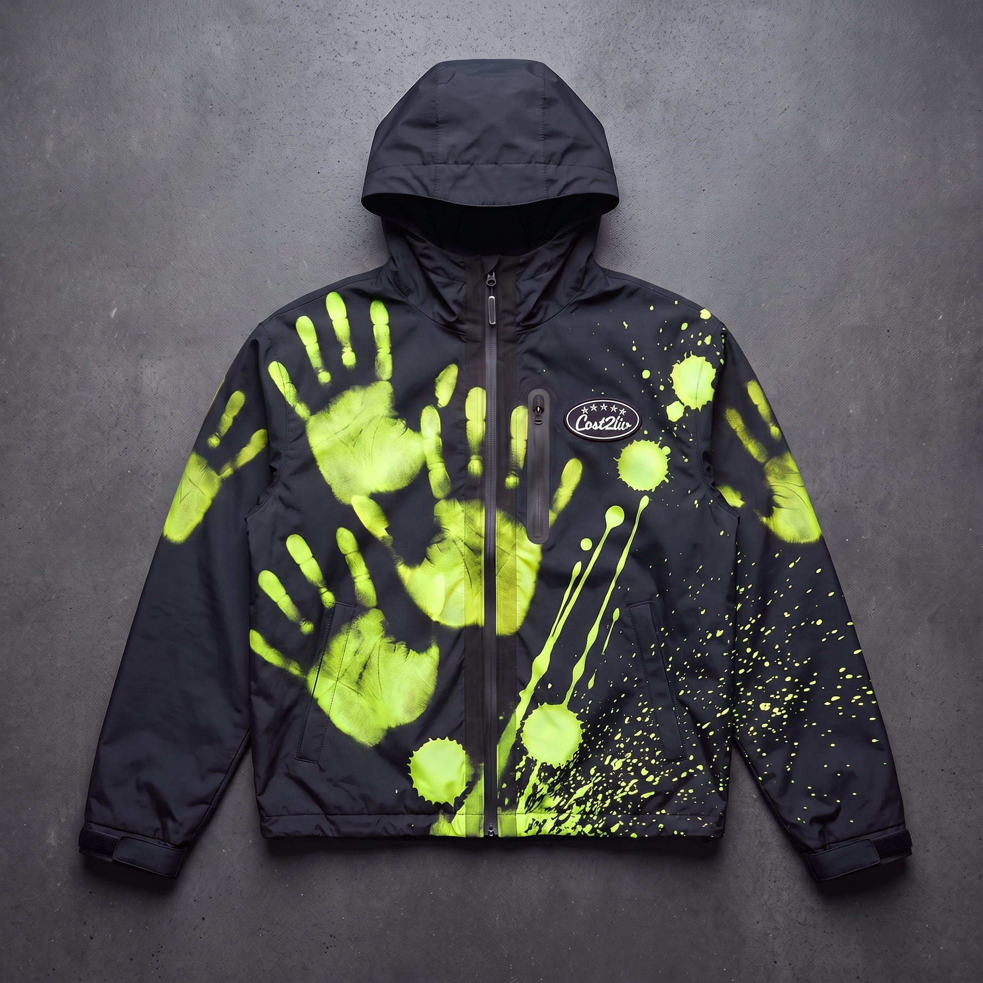 Hazard Lime thermal reactive jacket, flat lay
